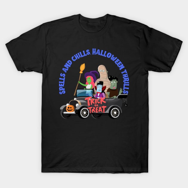 Spells And Chills Halloween Thrills T-Shirt by Prime Quality Designs